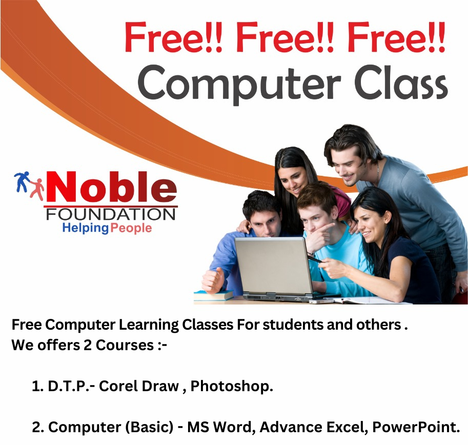Free Computer Learning Classes For students and others We offers 4 Courses -